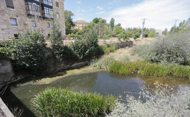 Aguas estancadas en el barrio de Tejares tras la rotura de la presa. /Word