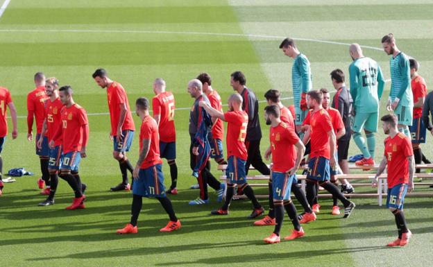 Ls selección española, con la nueva camiseta. /Efe