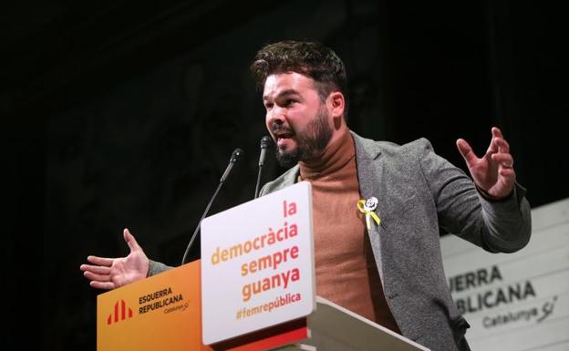 Gabriel Rufián, durante un acto de campaña de ERC./Jaume Sellart (Efe)
