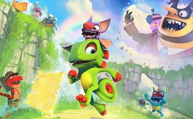 Los protagonistas, Yooka, el camaleón y Laylee, el murciélago con nariz respingona/