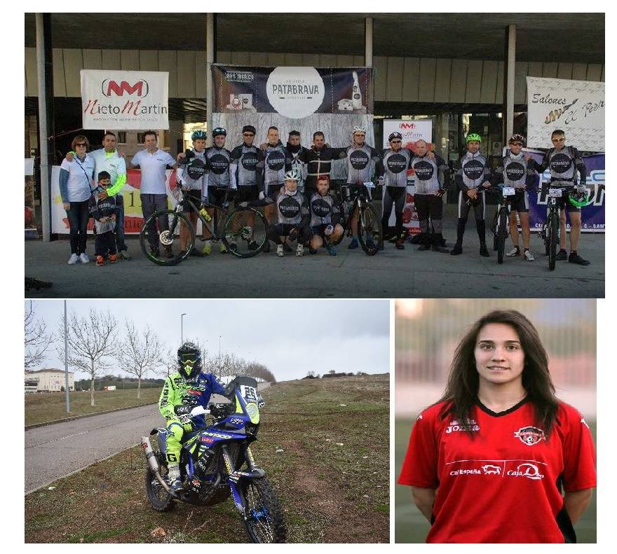 El equipo de BTT Pata Brava, uno de los premiados y, abajo, Lorenzo Santolino y Nuria Delgado. /WORD