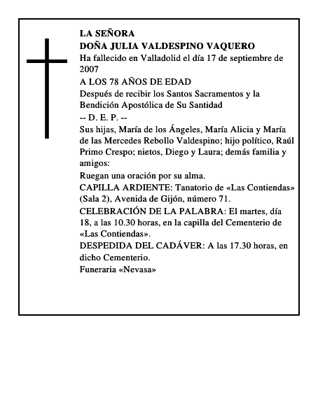 DOÑA JULIA VALDESPINO VAQUERO