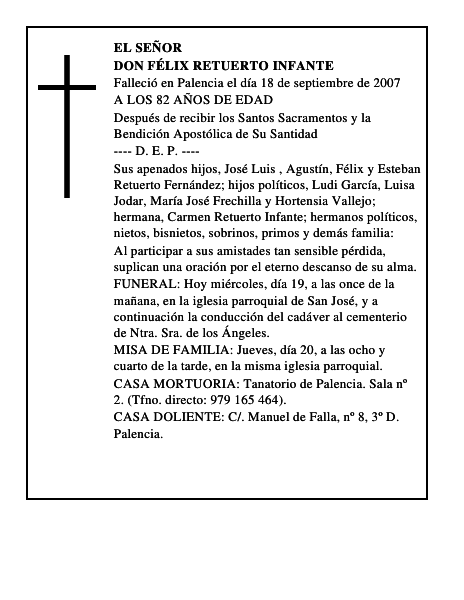 DON FÉLIX RETUERTO INFANTE