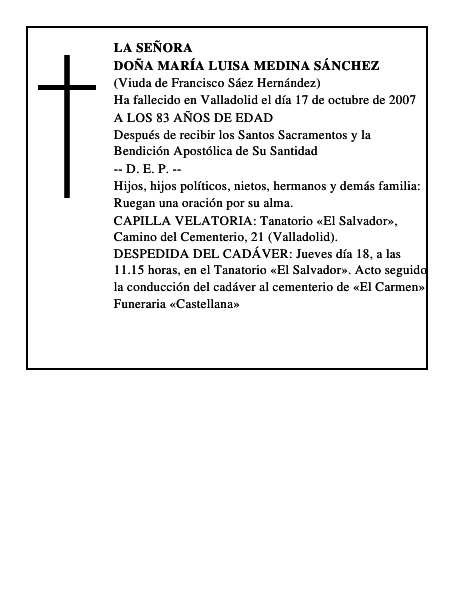DOÑA MARÍA LUISA MEDINA SÁNCHEZ