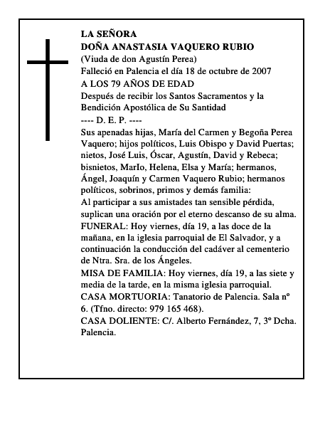 DOÑA ANASTASIA VAQUERO RUBIO
