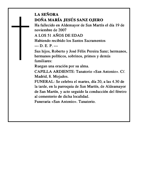 DOÑA MARÍA JESÚS SANZ OJERO