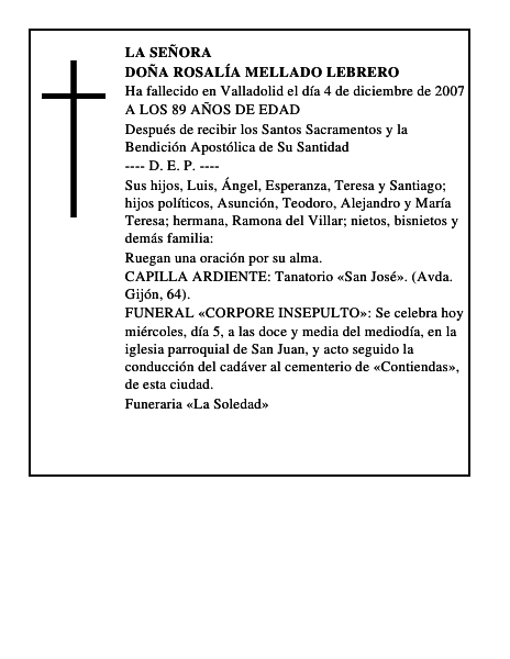 DOÑA ROSALÍA MELLADO LEBRERO