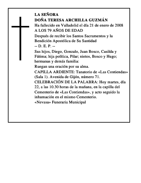 DOÑA TERESA ARCHILLA GUZMÁN
