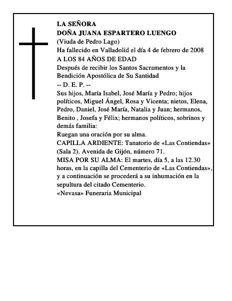 DOÑA JUANA ESPARTERO LUENGO