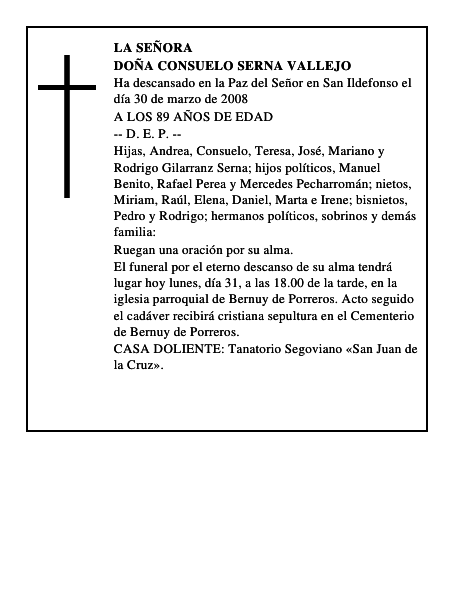 DOÑA CONSUELO SERNA VALLEJO
