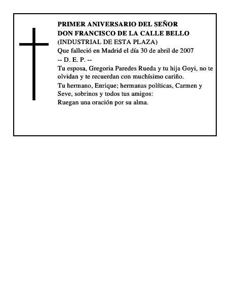 DON FRANCISCO DE LA CALLE BELLO