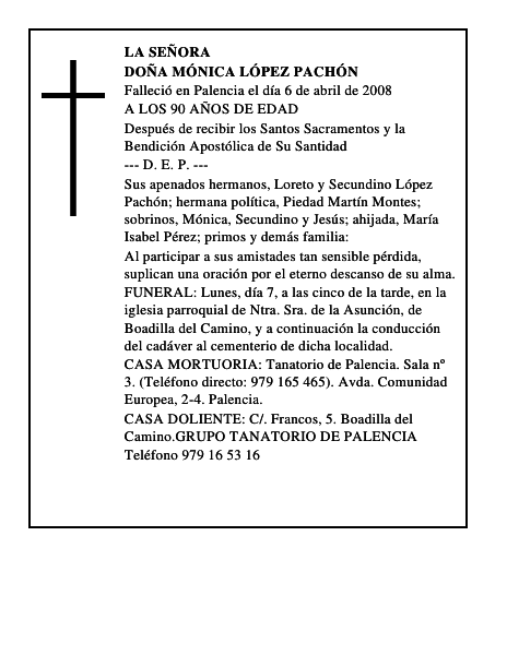 DOÑA MÓNICA LÓPEZ PACHÓN