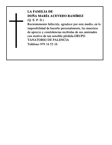 DOÑA MARÍA ACEVEDO RAMÍREZ