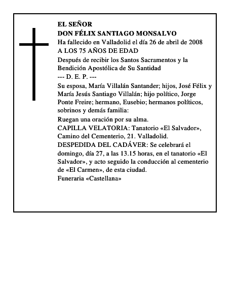 DON FÉLIX SANTIAGO MONSALVO