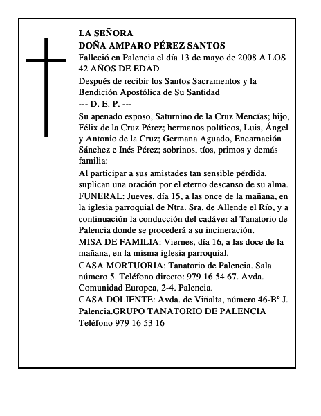 DOÑA AMPARO PÉREZ SANTOS