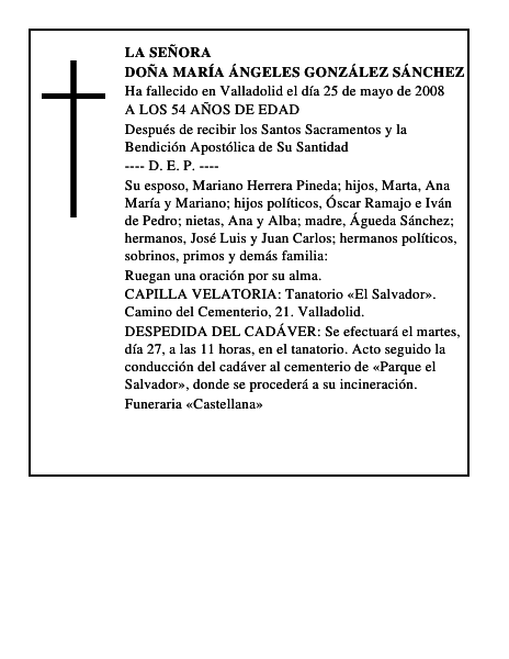 DOÑA MARÍA ÁNGELES GONZÁLEZ SÁNCHEZ