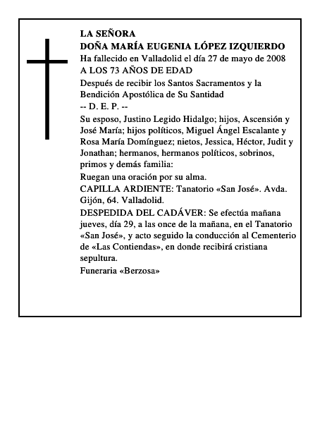 DOÑA MARÍA EUGENIA LÓPEZ IZQUIERDO