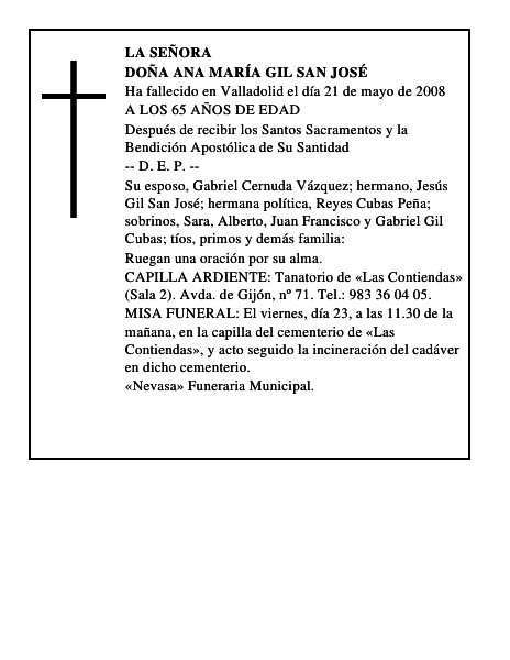 DOÑA ANA MARÍA GIL SAN JOSÉ