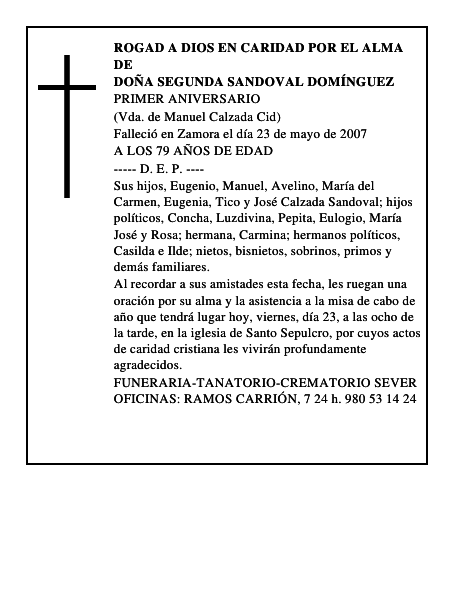 DOÑA SEGUNDA SANDOVAL DOMÍNGUEZ