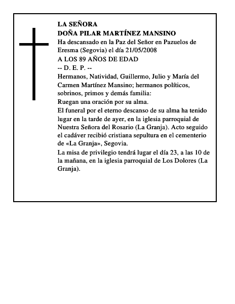DOÑA PILAR MARTÍNEZ MANSINO