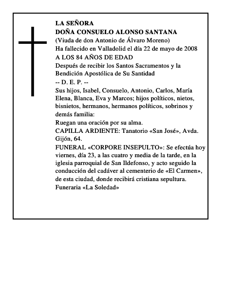 DOÑA CONSUELO ALONSO SANTANA
