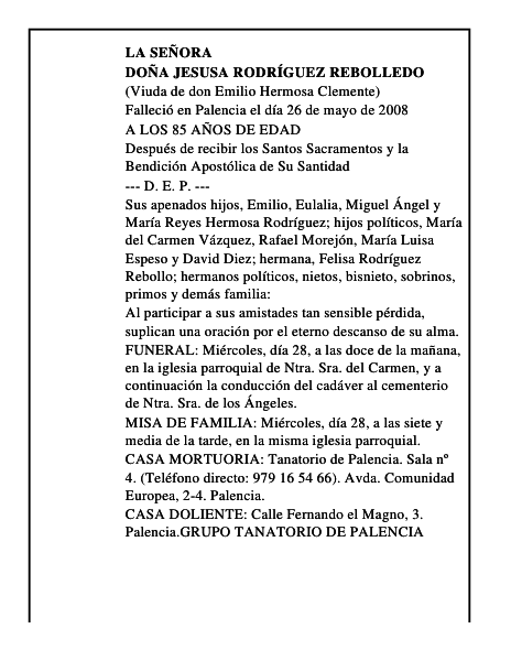 DOÑA JESUSA RODRÍGUEZ REBOLLEDO