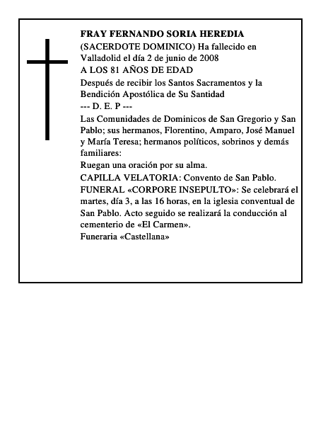 FRAY FERNANDO SORIA HEREDIA