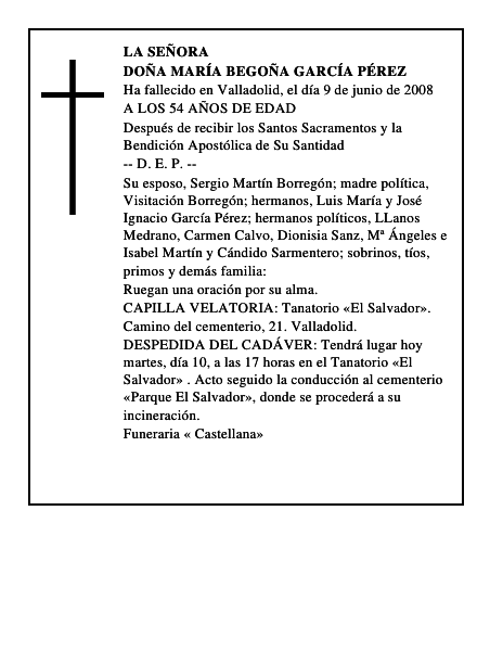 DOÑA MARÍA BEGOÑA GARCÍA PÉREZ