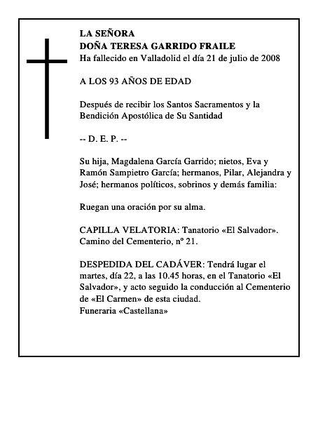 DOÑA TERESA GARRIDO FRAILE