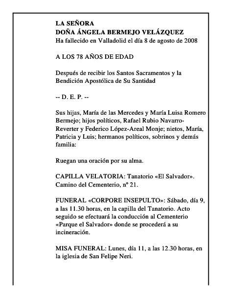 DOÑA ÁNGELA BERMEJO VELÁZQUEZ