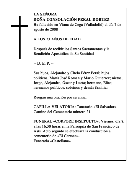 DOÑA CONSOLACIÓN PERAL DORTEZ
