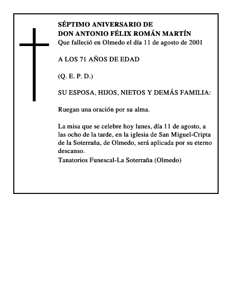 DON ANTONIO FÉLIX ROMÁN MARTÍN