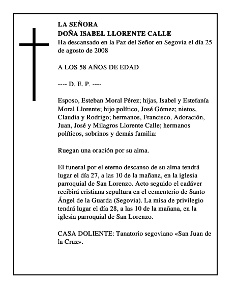 DOÑA ISABEL LLORENTE CALLE