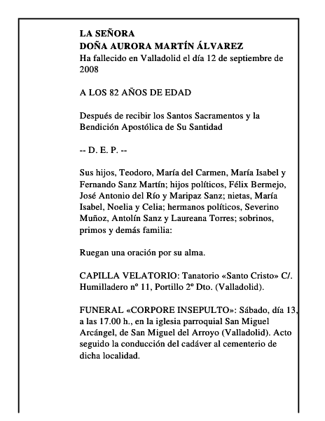 DOÑA AURORA MARTÍN ÁLVAREZ