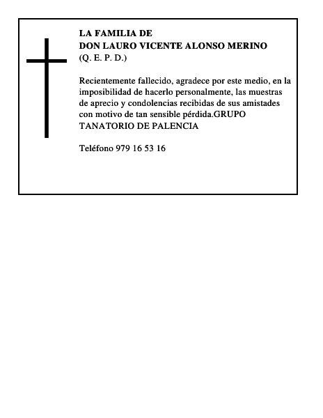 DON LAURO VICENTE ALONSO MERINO