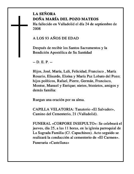DOÑA MARÍA DEL POZO MATEOS