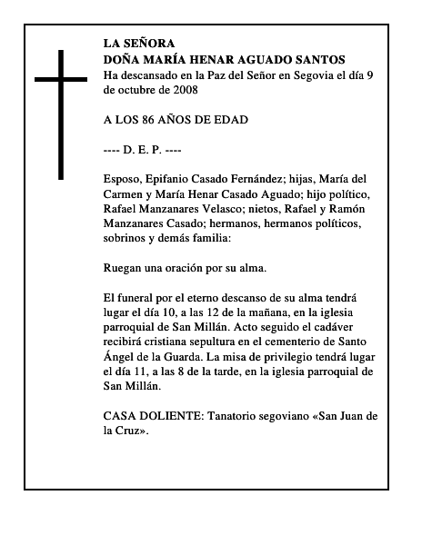 DOÑA MARÍA HENAR AGUADO SANTOS