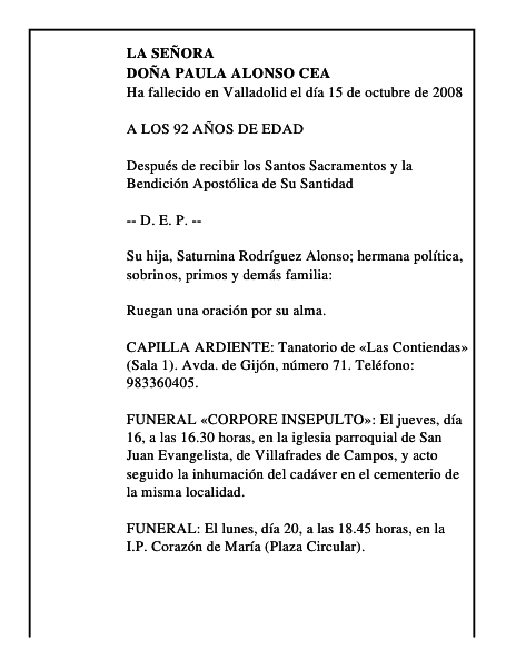 DOÑA PAULA ALONSO CEA