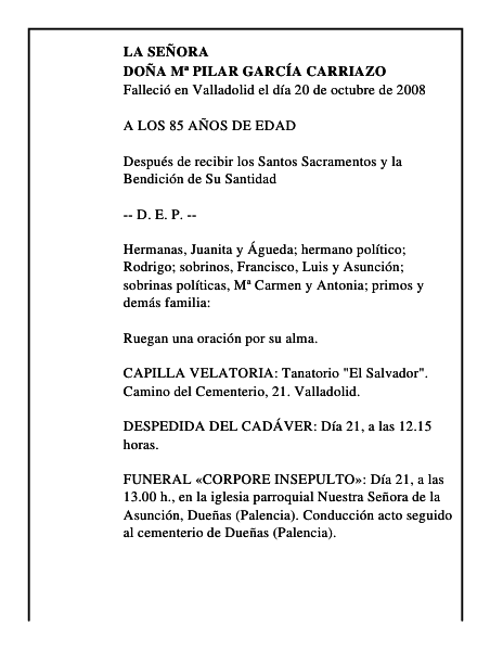 DOÑA Mª PILAR GARCÍA CARRIAZO