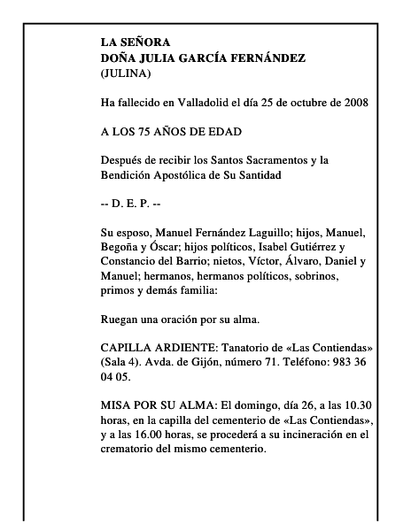 DOÑA JULIA GARCÍA FERNÁNDEZ