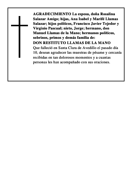 DON RESTITUTO LLAMAS DE LA MANO