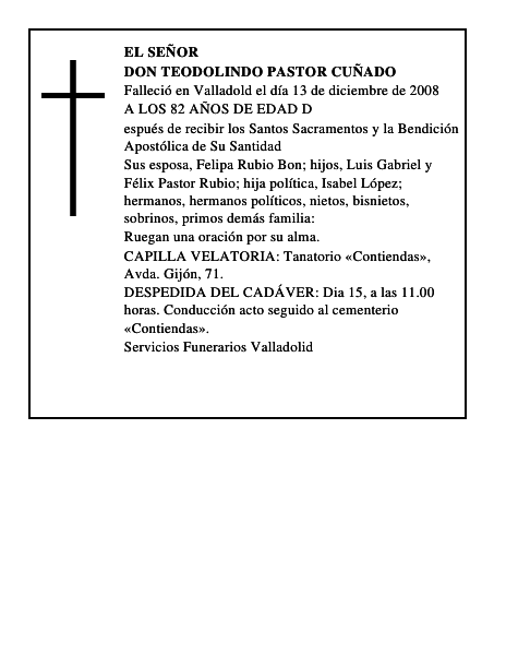 DON TEODOLINDO PASTOR CUÑADO