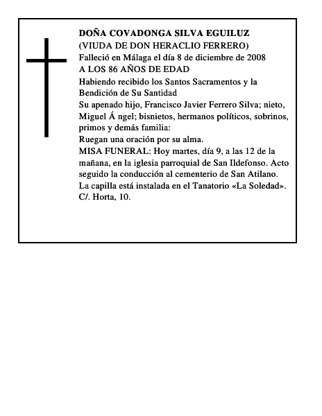 DOÑA COVADONGA SILVA EGUILUZ