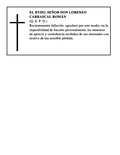 EL RVDO. SEÑOR DON LORENZO CARRASCAL ROMÁN