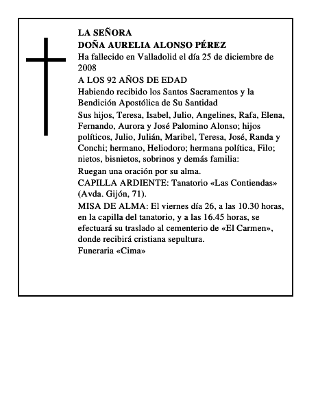 DOÑA AURELIA ALONSO PÉREZ