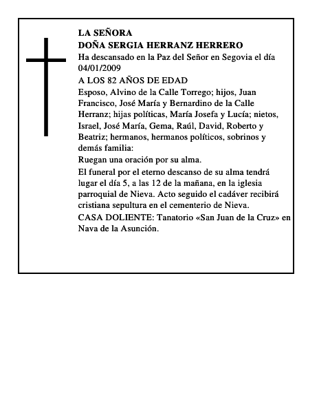 DOÑA SERGIA HERRANZ HERRERO