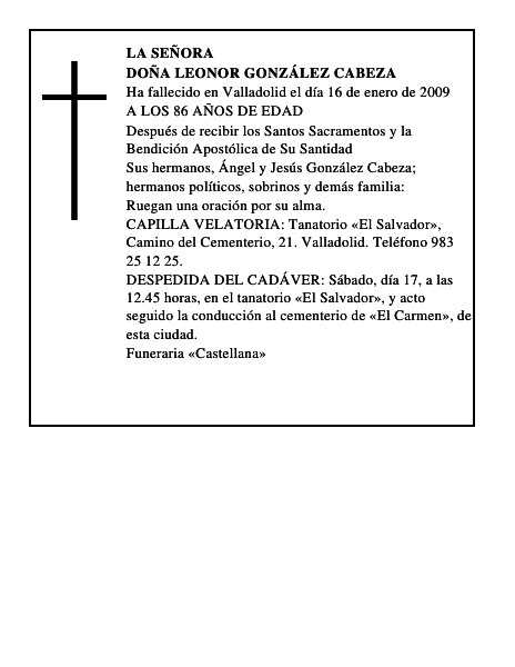 DOÑA LEONOR GONZÁLEZ CABEZA