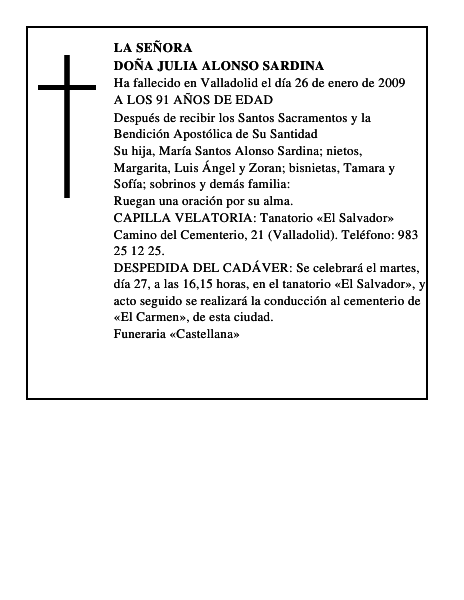 DOÑA JULIA ALONSO SARDINA