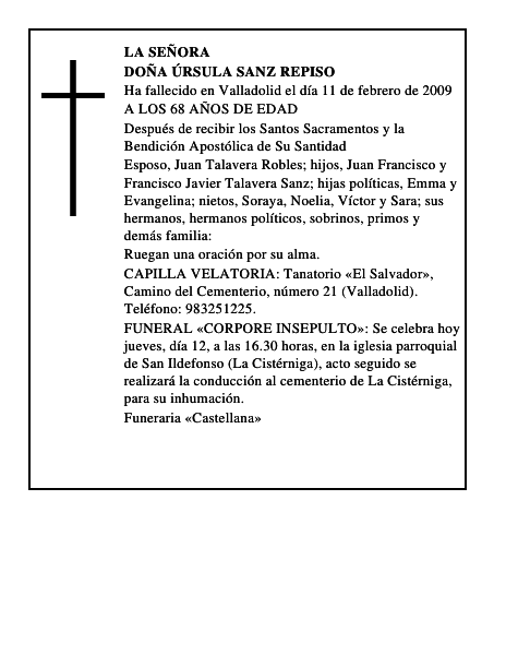 DOÑA ÚRSULA SANZ REPISO