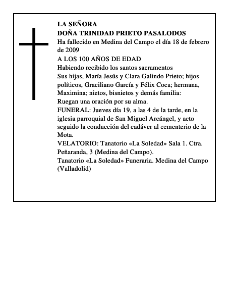 DOÑA TRINIDAD PRIETO PASALODOS